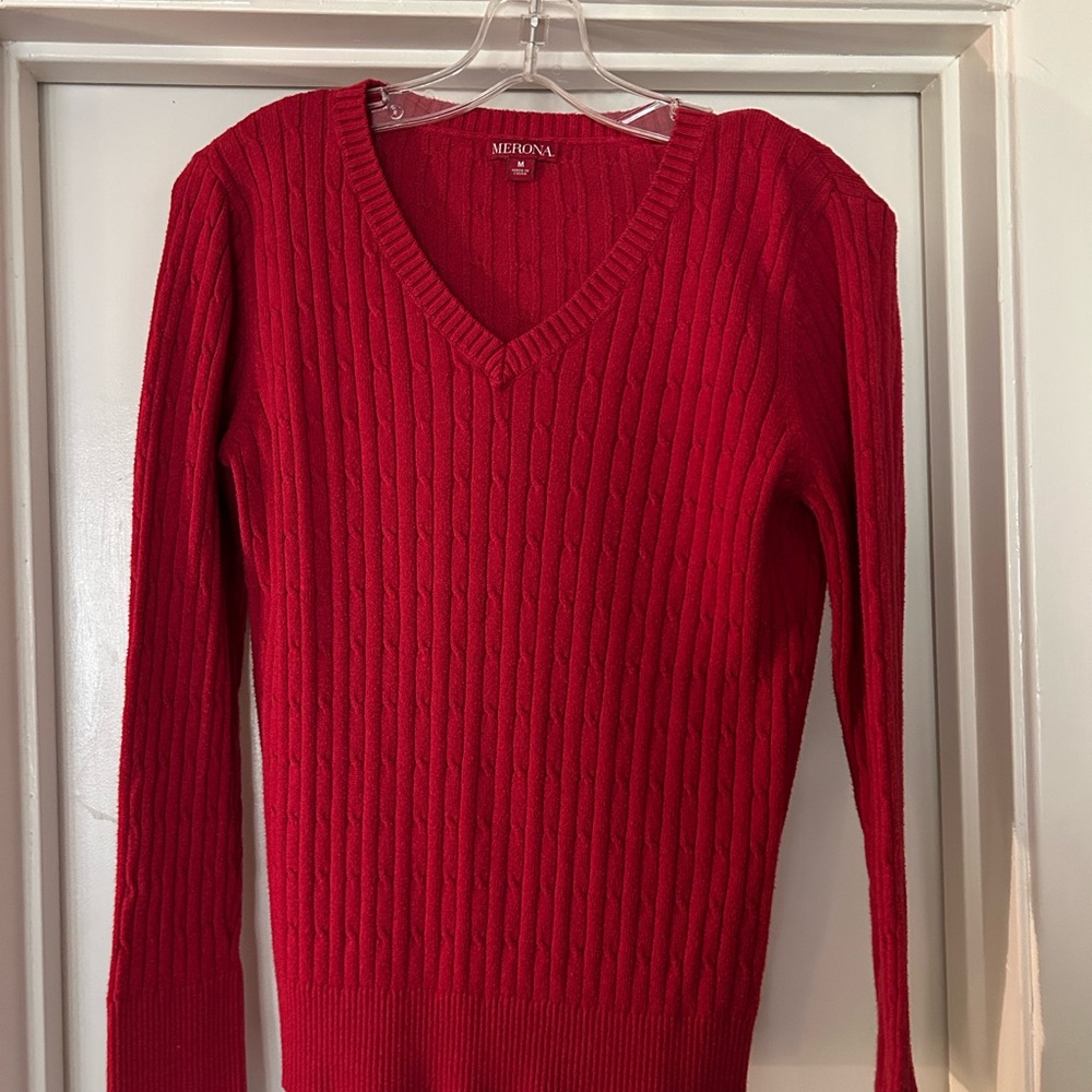 Merona Women's Red V-Neck Sweater
